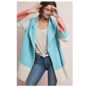 ANTHROPOLOGIE 100% WOOL FIELD FLOWER ALPINE SWEATER COAT CARDIGAN WOMENS M